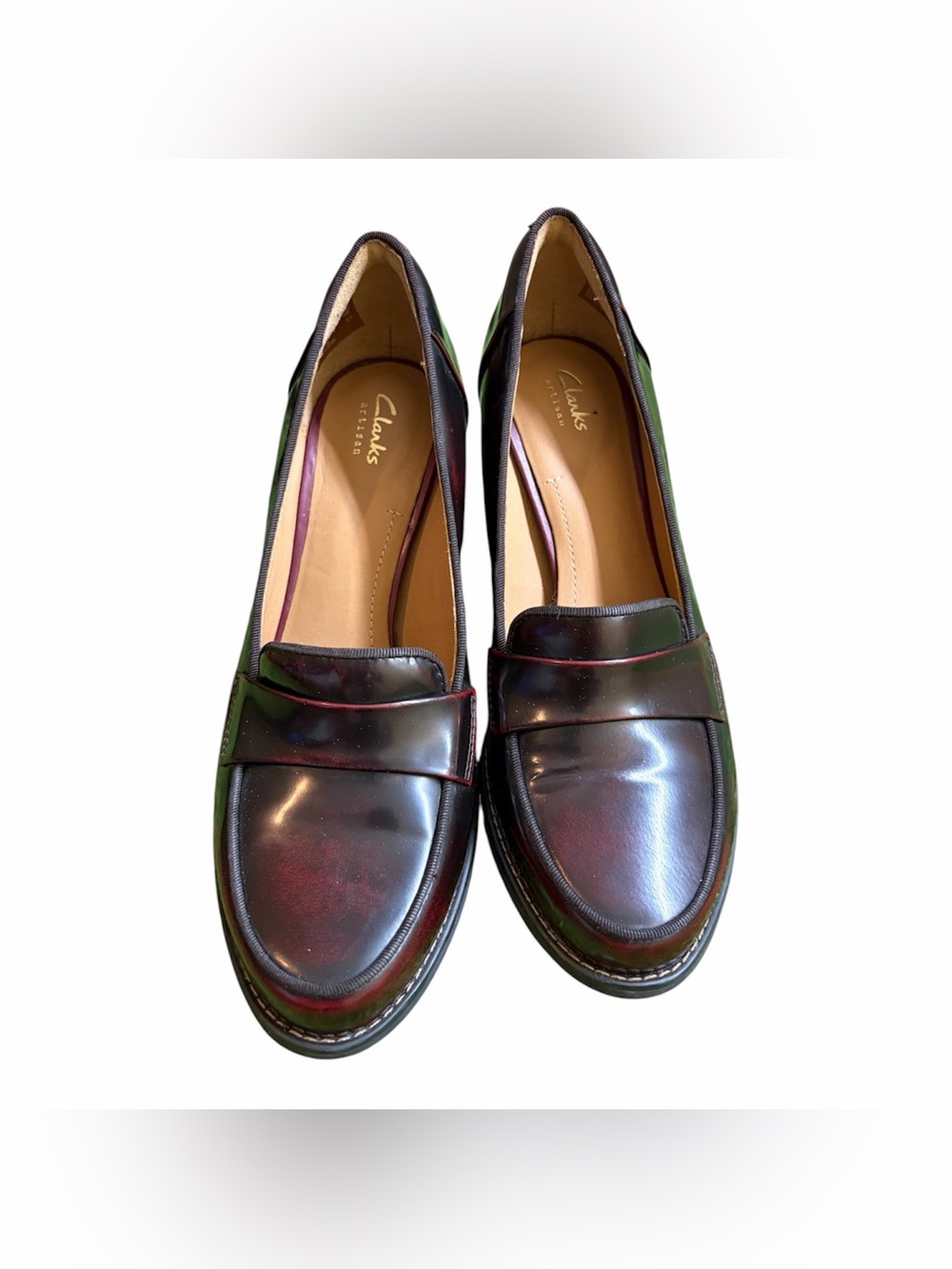 Clarks Women's Leather Penny Loafers in Burgundy